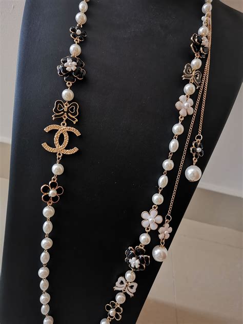 chanel inspired necklace uk|chanel style long necklace.